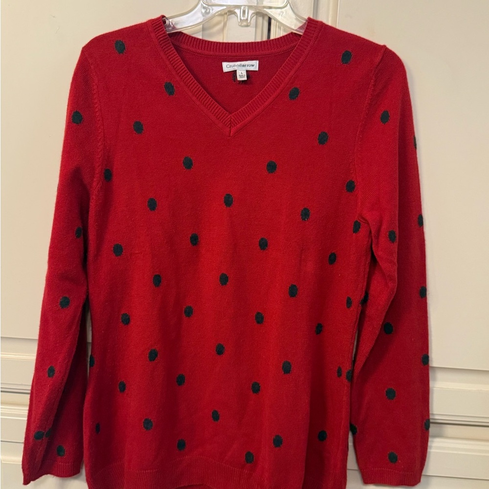 Croft and Barrow Red Polka Dot(Black) Sweater